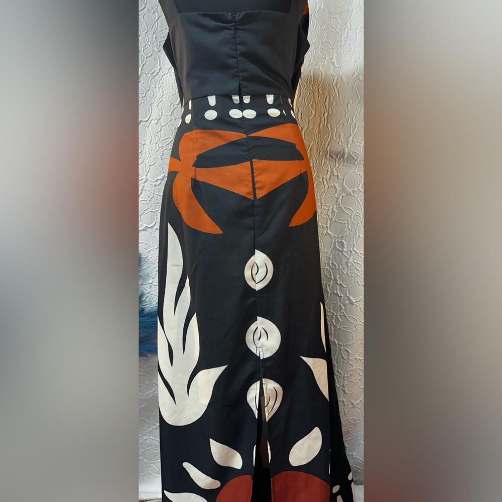 Commense- Cut Out Sleeveless Black,White, Orange Abstract Maxi Dress (XL)‼️NWT‼️ - Picture 12 of 16